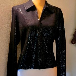 St John Black Sparkly Jacket 8
